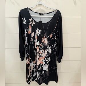 Floral Black and White Women's Top